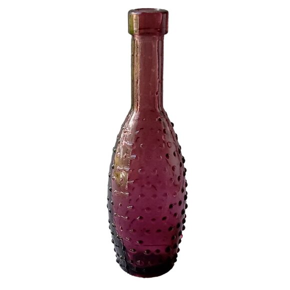 Vintage Amethyst Hobnail Small Glass Bottle, Rare Purple Glass Mini Bottle - Picture 3 of 6